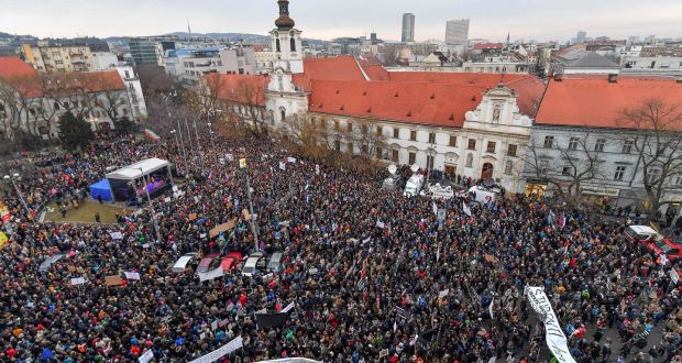 Mass protests continue in Slovakia over journalist’s&nbsp;murder